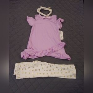 One Step Ahead Lavender Top with Capri Star Leggings